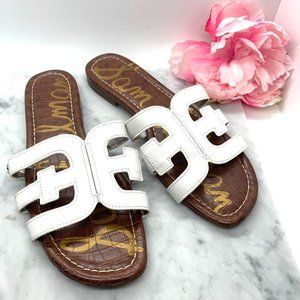 Sam Edelman Women's Bright White Leather Bay Slide Flats Sandals Size 8